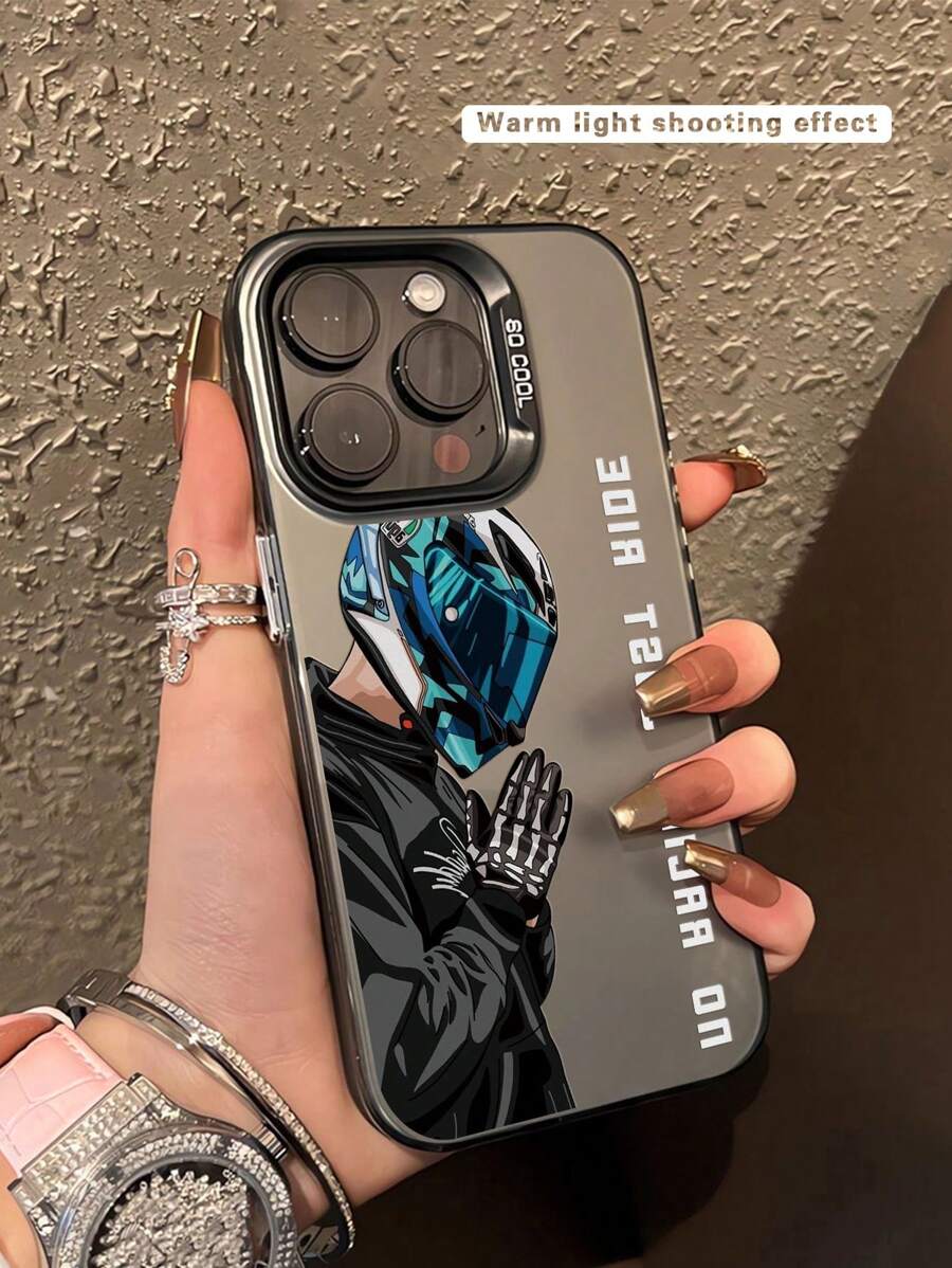 1入時尚機車男孩印花防摔手機殼,兼容iphone11 12 13 14 11promax 12promax 13promax 14promax Xr 15 15pro 15promax和三星系列