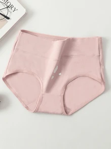 Juego de 4 bragas de mujer de cintura alta con estampado de corazón, suaves y transpirables, cómodos, con talla grande