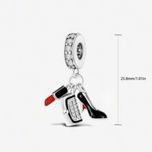 Charms De Zapato De Tacón Alto, Lápiz Labial Y Bolso Plateado Para Mujeres Adecuados Para Hacer Pulseras Y Collares De Bricolaje - Plateado - Ver 5
