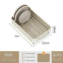 Stainless Steel Drawer Design Cabinet Single Layer Pull Out Draining Rack With Rail For Bowl, Dish, Kitchen Storage - White - View 10