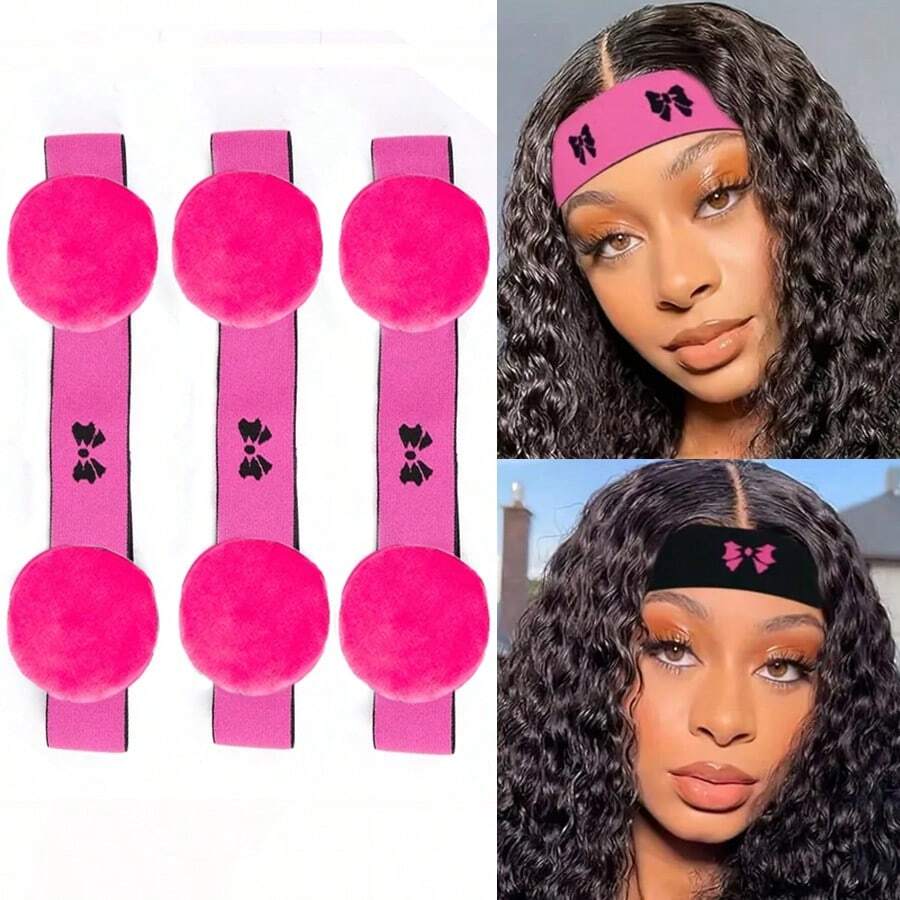 3PCS Edge Melt Band With Ear Protector For Lace Wigs Elastic Band With Logo Personalized For Laying Lace Edge Hair Band - Red - View 1