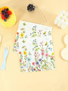 20 buc șervețele de unică folosință 33 * 33 cm / 13 * 13 in cu modele florale de primăvară, perfecte pentru picnicuri și diverse petreceri tematice sau pentru uz zilnic de Ziua Îndrăgostiților, înapoi la școală