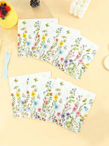 20 buc șervețele de unică folosință 33 * 33 cm / 13 * 13 in cu modele florale de primăvară, perfecte pentru picnicuri și diverse petreceri tematice sau pentru uz zilnic de Ziua Îndrăgostiților, înapoi la școală