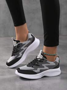 新品大码春秋黑色透气休闲跑步鞋女士跑步鞋轻便女鞋情侣款旅游鞋男士透气跑步鞋舒适步行鞋黑色鞋子情侣跑步鞋潮流 - 黑色 - 查看 2