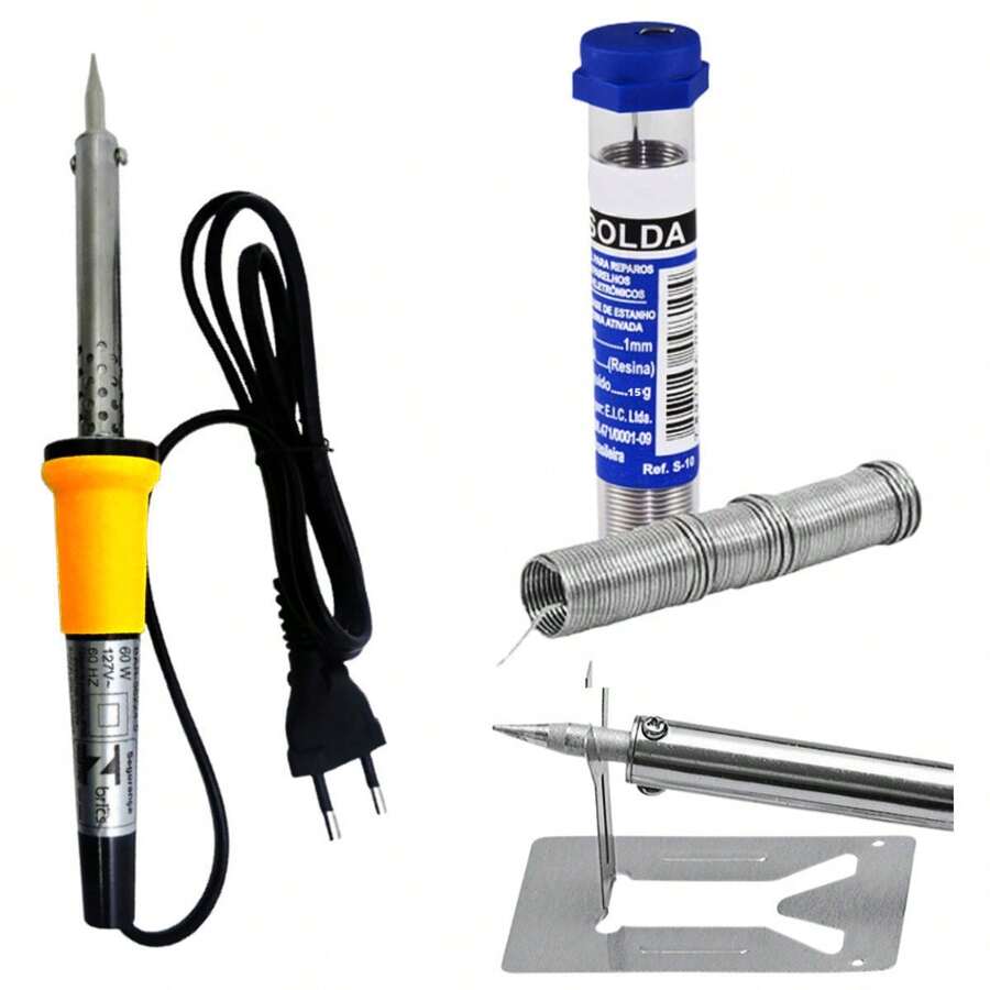 Kit Ferro De Solda Soldar Soldador 60w + Estanho - Entrada do Brasil (220V) - Visão 1