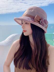 簍箩帽休閒夏日防曬帽，夏季翻邊遮陽帽，時尚百搭簍箩帽，適合旅遊和戶外活動。 - 彩色 - 查看 7