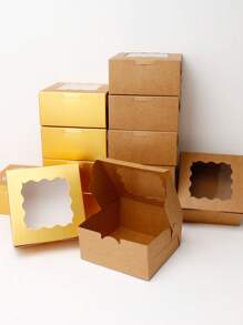 5pcs/10pcs/15pcs/20pcs Windowed Dessert Boxes For Cookies, Mini Pies, Cupcakes, Baking Supplies, Cake Boxes - Paper - View 4