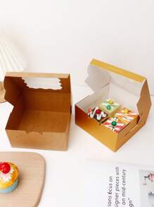 5pcs/10pcs/15pcs/20pcs Windowed Dessert Boxes For Cookies, Mini Pies, Cupcakes, Baking Supplies, Cake Boxes - Paper - View 6