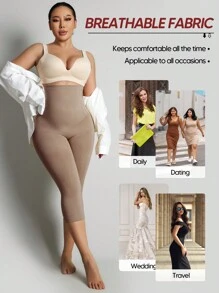 1件装高腰舒适提拉塑形紧身七分裤，女款