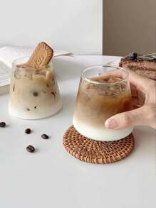 1入創意玻璃咖啡杯,適用於家裡的牛奶、果汁等飲料 - 無色 - 查看 1