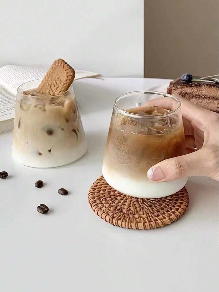 1入創意玻璃咖啡杯,適用於家裡的牛奶、果汁等飲料 - 無色 - 查看 1