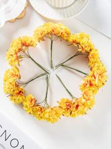 1件（6朵花头）人造迷你康乃馨字母花束，DIY花束，花环材料，糖果盒装饰，家居婚礼装饰，新娘腕花，胸花，头饰材料，新年装饰，生日派对蛋糕装饰，情人节，毕业礼物 - 黃色 - 查看 2