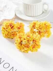 1件（6朵花头）人造迷你康乃馨字母花束，DIY花束，花环材料，糖果盒装饰，家居婚礼装饰，新娘腕花，胸花，头饰材料，新年装饰，生日派对蛋糕装饰，情人节，毕业礼物 - 黃色 - 查看 4