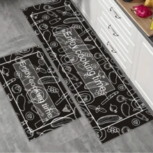 1 Piece Washable Kitchen Rug, Thin And Easy To Clean Kitchen Material Pattern Black Floor Mat, Suitable For Kitchen, Dining Room, Sink, Bathroom, Kitchen, Desk, Doorway, Etc. - Multicolor - View 6