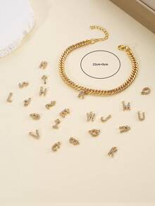 1條個性化時尚淑女風鑲鑽字母首飾腳鏈,完美驚喜小禮物,適合女友,復活節禮物,母親節禮物 - 金色 - 查看 4