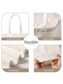 2pcs/4pcs Sublimation Tote Bags Sublimation Blank  Tote Bags For Decoration And DIY Handmade Grocery Bags - Beige - View 3