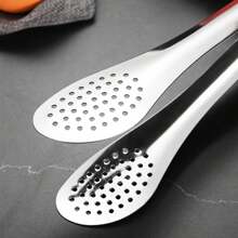 1pc Stainless Steel Food Tongs, Kitchen Bbq Buffet Salad Meat Bread Tongs For Commercial Use - Silver - View 6