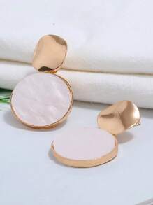 1 Pair Alloy Dotted Shell & Resin Pendant Earrings For Women, Beach Party Gift, Also Available In Clip-On Style - Multicolor - View 2