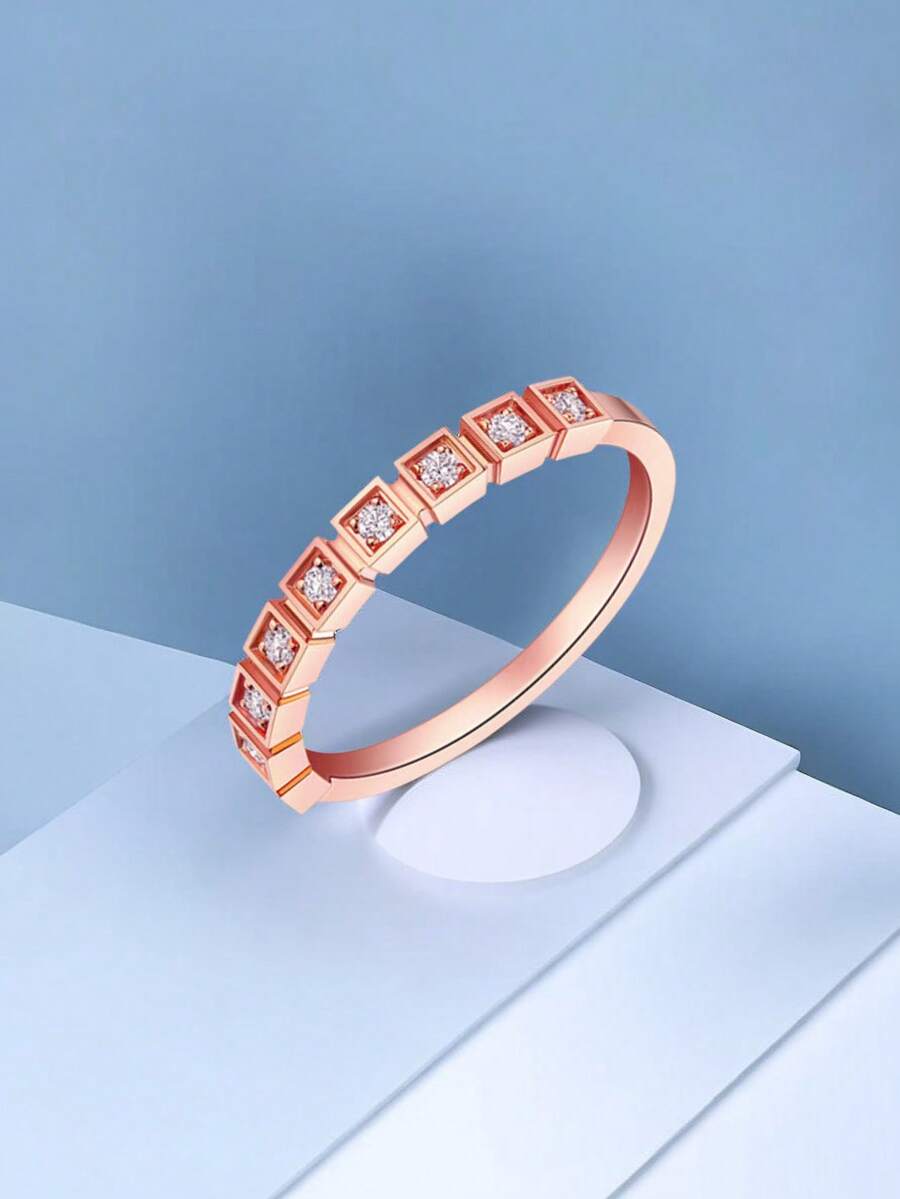 1 Miếng Tối giản Hình vuông Quý cô Nhẫn Với Duy nhất Sắp xếp Thiết kế , Thích hợp Đối với Mặc hàng ngày - Khối 0719 - Xem 1