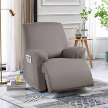 1/2/3 Seat Solid Recliner Sofa Covers, Polyester Fabric Stretch Recliner Couch Covers For Chair Cover, Soft Washable Furniture Protector With Pockets - taupe - View 3