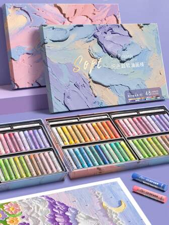 1 Set Super Soft Crayons,12/24 Colors + 2 White, Oil Pastel Stick For Diy Drawing And Graffiti, For Kids,Back To School,School Supplies