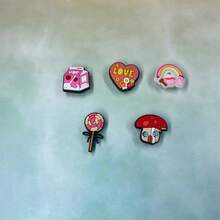 2025 Summer New Lightweight Plus Size Women's Hollow Slip-On Sandals, Rainbow Mushroom Cartoon Design, Breathable Waterproof Beach Slippers With Detachable Flower Decor