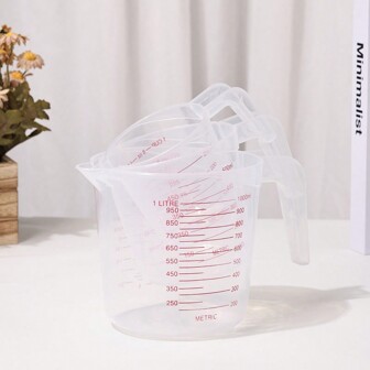 1pc Measuring Cup For Kitchen With Handle, Plastic Measuring Tool With Scale Marks, 250ml/500ml/1000ml Optional