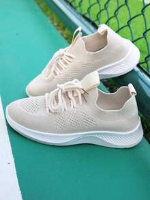 運動輕便透氣跑步鞋,女士休閒鞋 - 米色 - 查看 1