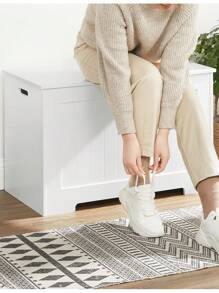 VASAGLE Storage Chest, Storage Bench With 2 Hinges, Shoe Storage Bench, Modern Style, 40 X 76 X 48 Cm, For Hallway, Bedroom, Living Room, White - White - View 5