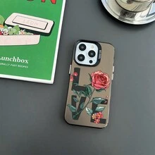 1 Miếng Mờ Chống trượt Chống giọt bắn Ốp lưng & bao da điện thoại Với Họa tiết Hoa hồng Tương thích với iPhone - đen[0] - Xem 3