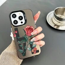 1 Miếng Mờ Chống trượt Chống giọt bắn Ốp lưng & bao da điện thoại Với Họa tiết Hoa hồng Tương thích với iPhone - đen[0] - Xem 2