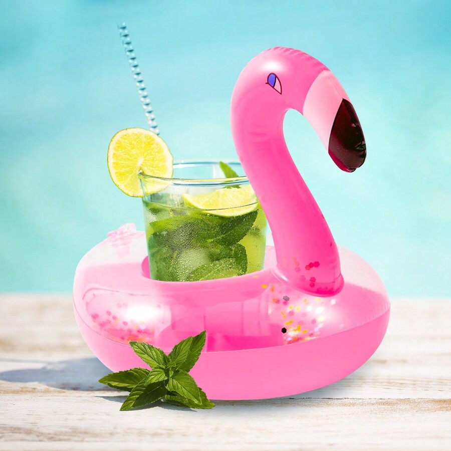 6 Pack Summer Sparkling Flamingo Inflatable Drink Holder Portable