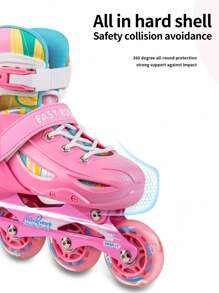 FREE STAR 1 Set Carefree Knight Sporty PU Inline Skates With Colorful Flashing Wheels For Teens And Adults, Comfortable Adjustable Size, Full Set With Helmet & Protective Gear, Outdoor Roller Skating Equipment For Beginners, Unisex All Season