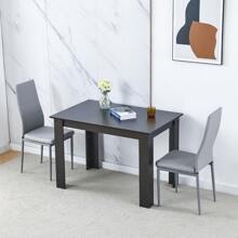 Dining Room Set, Dining Table With Chairs, 110x70 Cm Table And Chairs For Living Room Home Kitchen - Black - View 6