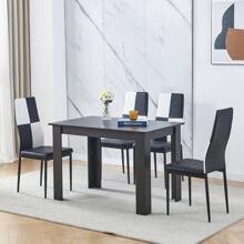 Dining Room Set, Dining Table With Chairs, 110x70 Cm Table And Chairs For Living Room Home Kitchen - Black - View 8