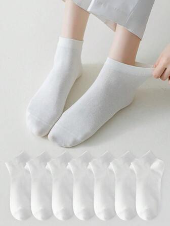 7 paires de chaussettes d'équipage simples de couleur unie pour femmes