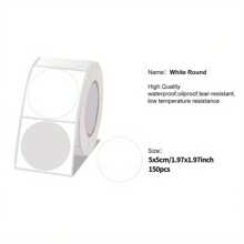 White Marklife P50/P80/D100/D200 Circular Thermal Paper Label, Transparent White Colored Cake Sealing Sticker, Gift Label, Christmas Label, New Year Label, Waterproof, Oil Resistant, Tear Resistant