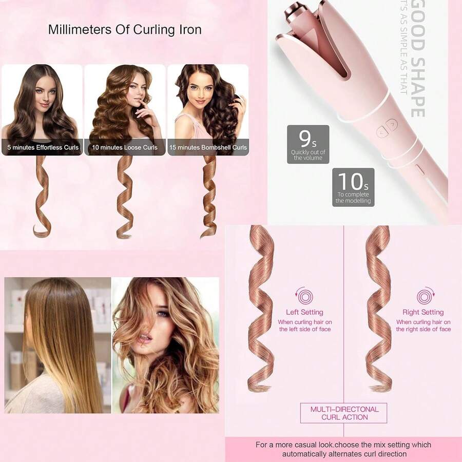 Automatic Ionic Hair Curler, Hair Curling Iron With 360° Rotating Cord