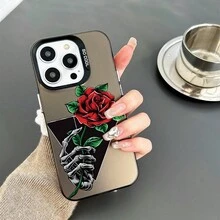 1 Miếng Mờ Chống trượt Chống giọt bắn Ốp lưng & bao da điện thoại Với Họa tiết Hoa hồng Tương thích với iPhone - đen[0] - Xem 7