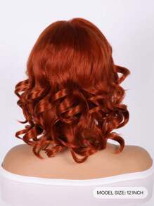 12 Inch Synthetic Short Copper Red Wavy Curly Wig For Women Daily Wear Party Cosplay Halloween - Red - View 7