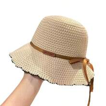 Boho 1 Mũ Xô thời trang có thể gập lại, Mũ chống nắng cổ điển, Mũ len dệt kim nữ có dây chống gió làm quà tặng - Chu vi vòng đầu 56cm-58cm - Xem 7