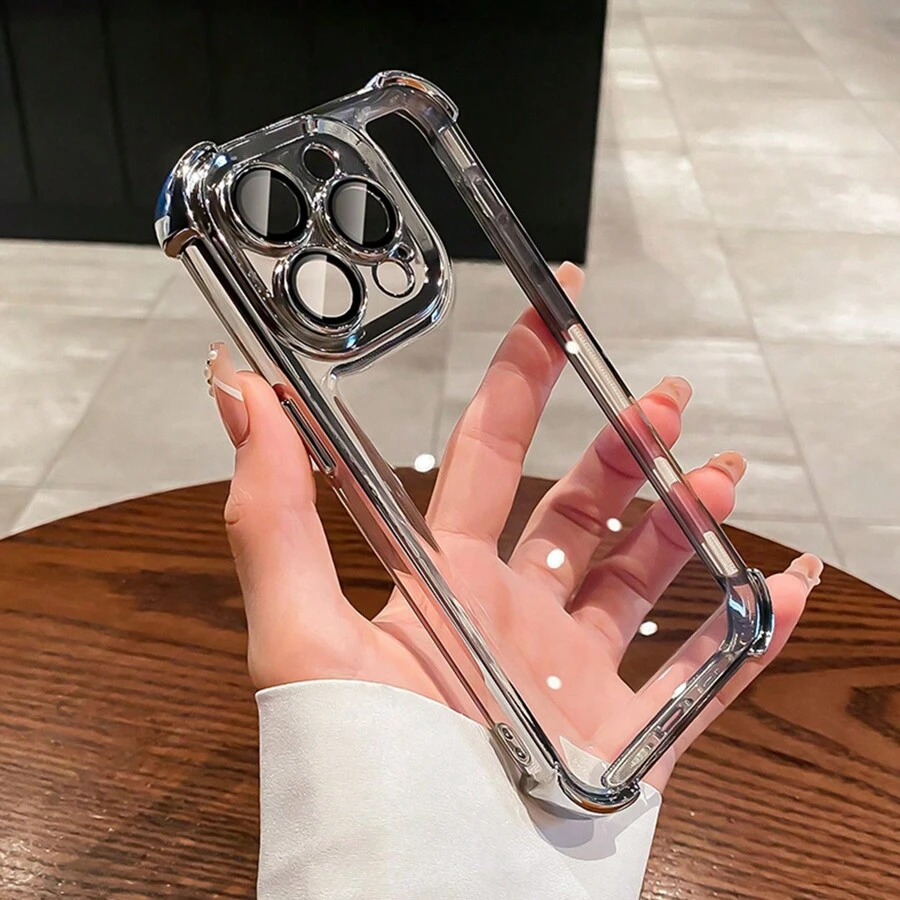 1 件豪华电镀透明手机壳适用于 iPhone 16 15 14 13 12 11 Pro Max Plus 保险杠防震透明保护套 2 合 1 件 TPU 手机壳