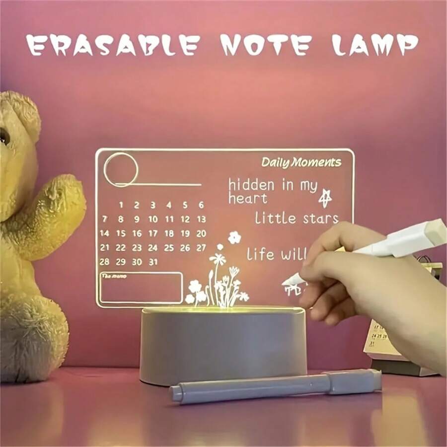 Acrylic 3D Night Lamp With Calendar DIY Writing Board, Creative Bedside