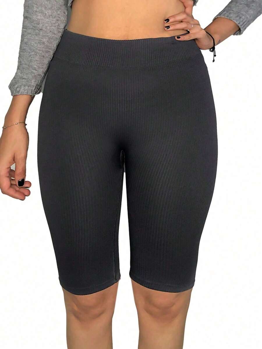 Short largo para dama ajustado deportivo - Gris Oscuro - Ver 1