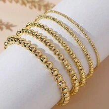 Bộ trang sức nữ 5 món phong cách Boho nghỉ dưỡng, vòng tay hạt đồng co giãn, mới mẻ, thanh lịch, nhỏ nhắn, thích hợp cho nữ đeo hàng ngày hoặc làm quà tặng. - Nhiều màu - Xem 3