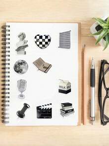 50入組黑白汽車貼紙，行李箱，筆記型電腦，冰箱，塗鴉裝飾貼紙 - 彩色 - 查看 2