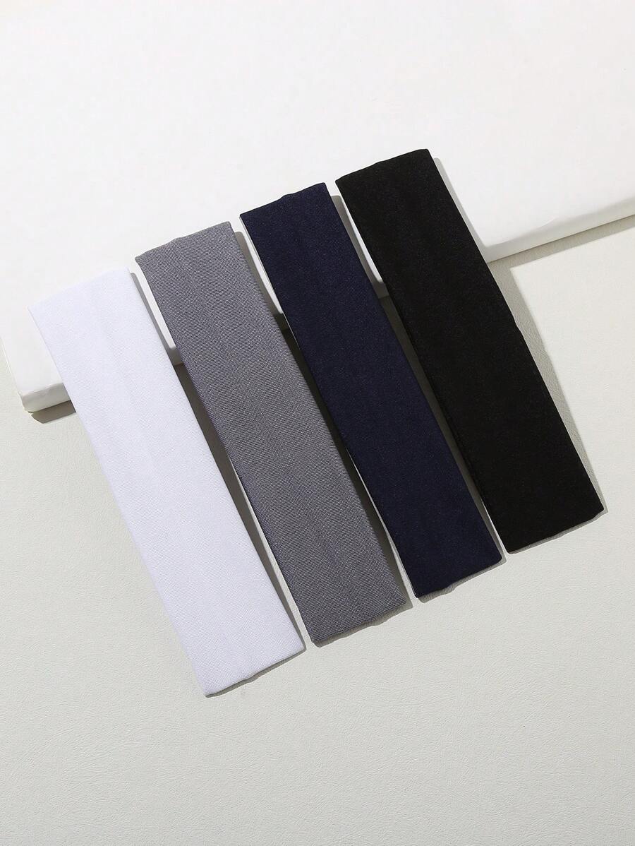 4 件套纯色校园风格运动头带休闲发带头巾头带吸汗带，发带秋冬发饰女士度假装女士