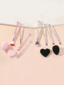 4件套美人鱼化妆刷套装，含粉芯水晶棒散粉眼影刷，美妆工具 + 1个爱心气垫粉扑 + 1个干湿两用化妆蛋，适合日常化妆，化妆刷套装，化妆刷套装，化妆刷套装，全套化妆刷，化妆刷套装，化妆刷套装，化妆礼盒套装 - 彩色 - 查看 1