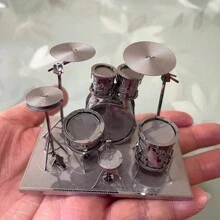 3D Metal Assembly Model, DIY Stainless Steel Buckle Puzzle, Musical Instrument Models - Drum Set, Electric Guitar, Bass, Cello, Piano, No Glue Required, Birthday Gift