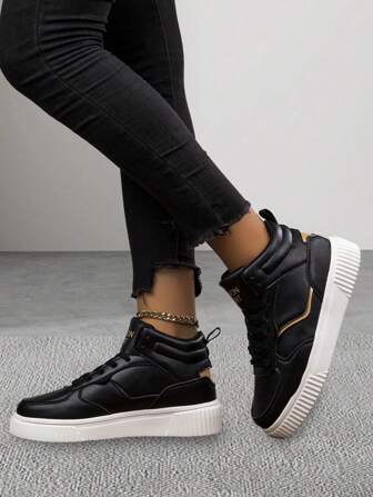 New Design Fashionable All-Match Running Sports Shoes, Breathable, Anti-Skid, Waterproof, Flat Sole, Wear-Resistant, Mid-Top Leather Korean Style College Style Shoes